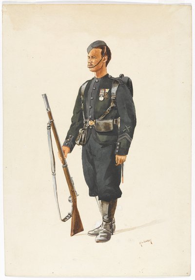 行進するグルカ第4連隊のライフル兵 作： Alfred Crowdy Lovett