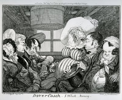 ドーバーコーチ、5時の朝、1826年にジョージクルークシャンクによってエッチング 作： Alfred Crowquill