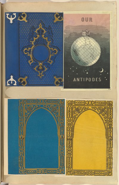 4つのリトグラフブックカバー、1つの対掌体用、1845-70。 作： Alfred Crowquill