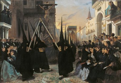 Calle Genovaに沿った行列 - Dehodencq、Alfred (1822-1882) - 1851 - キャンバスに油彩 - 112x162 - Museo Carmen Thyssen、マラガ 作： Alfred Dehodencq