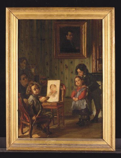 Sisustus, taiteilijan perhe (öljy kankaalle) 作： Alfred Dehodencq