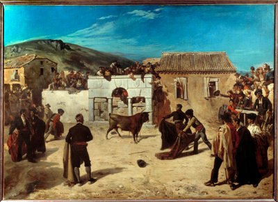 ノビヤダには、スペインの若い雄牛と若い闘牛士による闘牛のエスクリアルシーンがあります。アルフレッド・デホーデンク(1822-1882)による絵画 1850年 日1,49x2,08 m ポー、美術館 作： Alfred Dehodencq