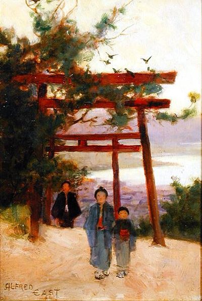 森の中の新都社」1889年頃（油彩・パネル 作： Alfred East