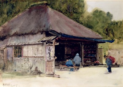 箱根の里の茶屋、1889年頃（紙と鉛筆） 作： Alfred East