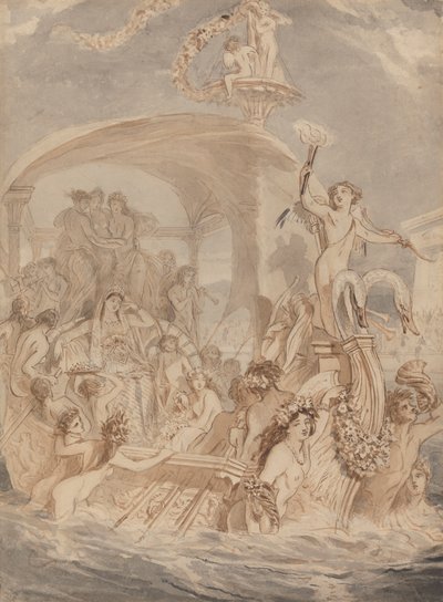 シドナス号に乗ってアントニウスに会うクレオパトラ 作： Alfred Edward Chalon