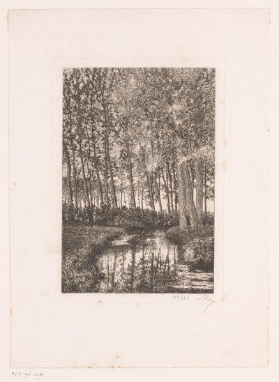 水上の背の高い木 作： Alfred Elsen (signed by artist)