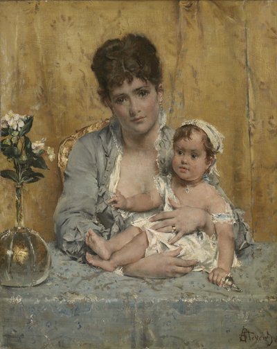 母と子、1875-80年頃 作： Alfred Emile Stevens