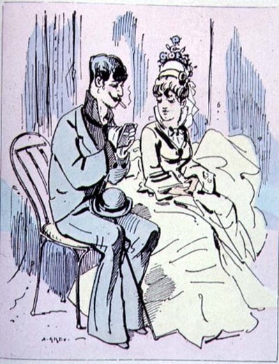 AuxChamps-Élysées、Les Parisiennesのイラスト、1870年頃 作： Alfred Grevin