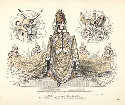 フランスの女王、バイエルンのイザボーの衣装、頭飾り 作： Alfred Grevin
