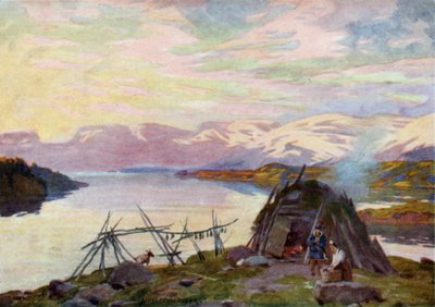 湖Torne Trask、真夜中のラップ小屋 作： Alfred Heaton Cooper