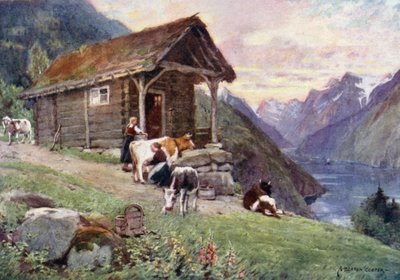 A セーテル、ヴェトルフィヨルド（カラーリトグラフ 作： Alfred Heaton Cooper
