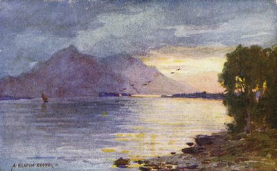 水っぽい夕日、リーン湖、キラーニー 作： Alfred Heaton Cooper