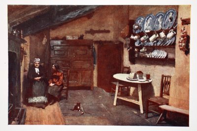 1920年頃のオリジナルの水彩画の版画のポートフォリオからの古いインキッチン、コニストン 作： Alfred Heaton Cooper