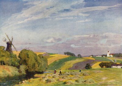 デンマーク: 典型的なデンマークの風景、南ユトランド (カラー リソ) 作： Alfred Heaton Cooper