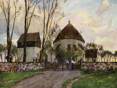 デンマーク: ボーンホルム、Osterlars 教会 (カラー リソ) 作： Alfred Heaton Cooper