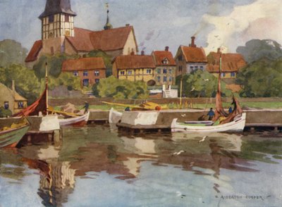 デンマーク: ボーンホルム、ロンネ ハーバー (カラー リソ) 作： Alfred Heaton Cooper