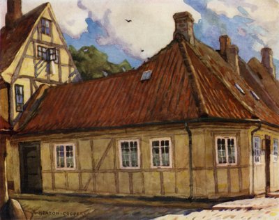 デンマーク: オーデンセ、ハンス・アンデルセンの生家 (カラーリソ) 作： Alfred Heaton Cooper