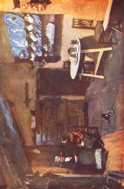 湖水地方古い宿の台所、コニストン（カラーリトグラフ） 作： Alfred Heaton Cooper