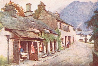 湖水地方コニストン村、オールド・ブッチャーズ・ショップ（カラーリトグラフ） 作： Alfred Heaton Cooper