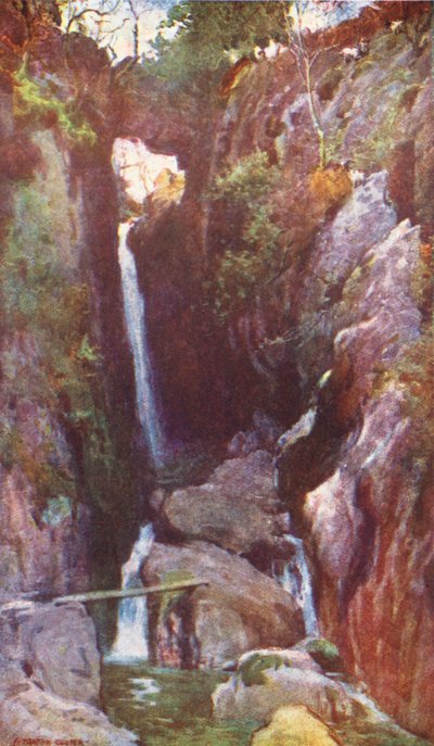 湖水地方ラングデール、ダンジョン・ギル・フォース（カラーリトグラフ） 作： Alfred Heaton Cooper