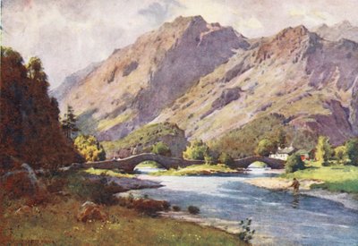 湖水地方：ボローデールのグランジ、早朝（カラーリトグラフ） 作： Alfred Heaton Cooper