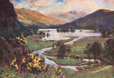 湖水地方夕日、ライダルウォーター（カラーリトグラフ） 作： Alfred Heaton Cooper