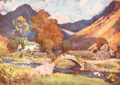 湖水地方：秋の夕暮れ、ワストデールヘッドとグレートゲーブル（カラーリトグラフ） 作： Alfred Heaton Cooper