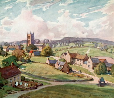 Mells Village, Near Frome (カラーリトグラフ) 作： Alfred Heaton Cooper