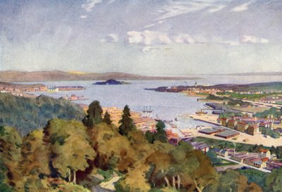 バルト海の素晴らしい木材港、スンズヴァル 作： Alfred Heaton Cooper
