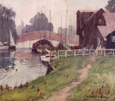 Wroxhamブリッジ、ノーフォーク、雨の日 作： Alfred Heaton Cooper