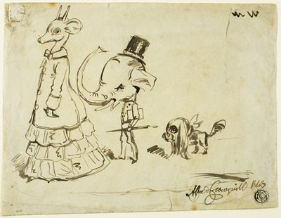 男、女、犬の似顔絵 作： Alfred Henry Forrester