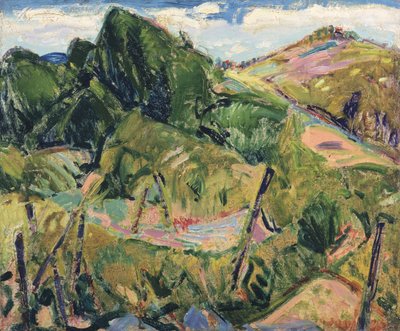 風景、1916年頃（327404版）（ジェッソボード上の油） 作： Alfred Henry Maurer