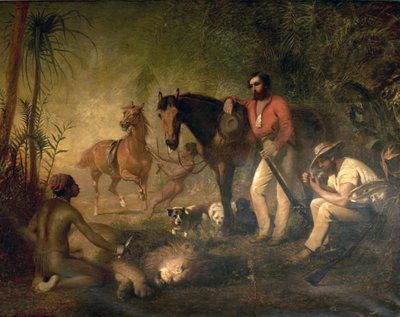 ライオン狩りの後 作： Alfred Hichens Corbould