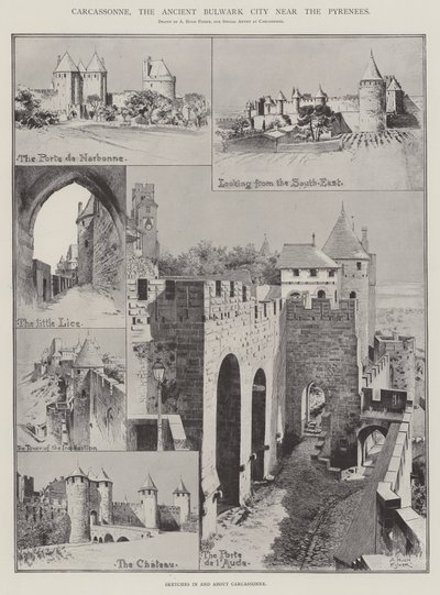 カルカソンヌ、ピレネー山脈近くの古代ブルワーク都市 作： Alfred Hugh Fisher