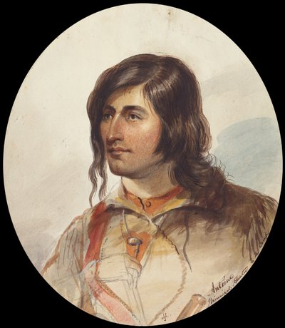 アントワーヌ、プリンシパル ハンター、1837 年頃（紙に水彩） 作： Alfred Jacob Miller