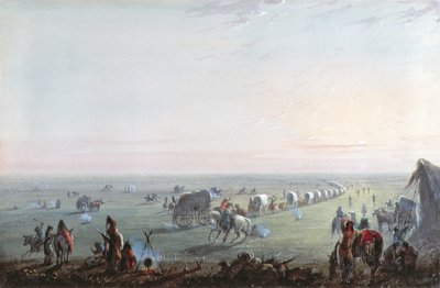1837年の日の出キャンプの解散 作： Alfred Jacob Miller