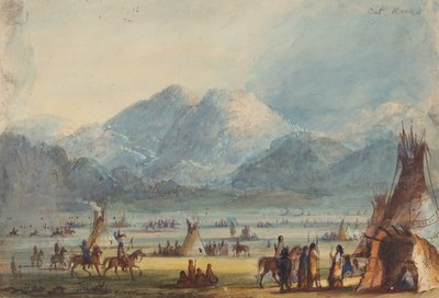 Cut Rocks、1837年頃（紙に鉛筆、水彩、グワッシュ） 作： Alfred Jacob Miller