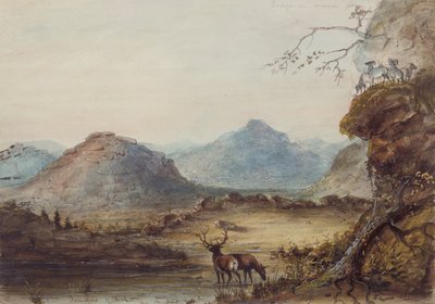 スイートウォーター近くの岩の形成、1837年頃（紙に水彩） 作： Alfred Jacob Miller