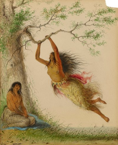 インドの女の子のスイング、1860年。 作： Alfred Jacob Miller