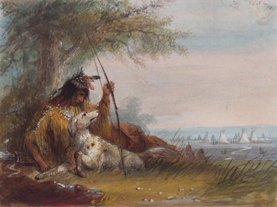 インディアン・ランナー、1837年頃（紙に鉛筆、水彩、グワッシュ） 作： Alfred Jacob Miller
