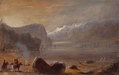 湖、ウインドリバー山脈、1837年頃（紙に鉛筆、水彩、ガッシュ） 作： Alfred Jacob Miller