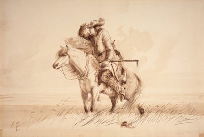 ロストグリーンホーン、1850年頃（鉛筆、ペンとインク、キャンバスにウォッシュ） 作： Alfred Jacob Miller