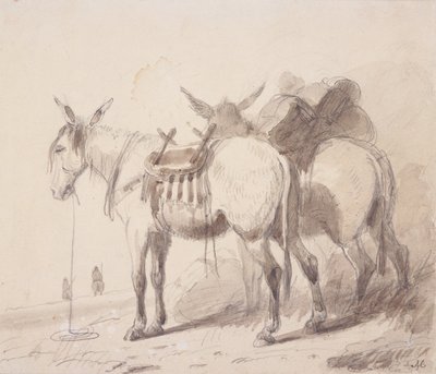 ミュール機器、1837年頃（紙に鉛筆とウォッシュ） 作： Alfred Jacob Miller