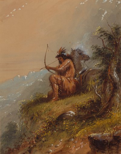 ポーニー供給キャンプ、1837年頃（紙に水彩） 作： Alfred Jacob Miller