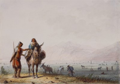 Shoshone Root Diggers、1837年頃（紙にペンとインク、水彩） 作： Alfred Jacob Miller