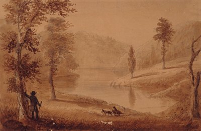 白鳥の湖、1837年頃（紙に水彩） 作： Alfred Jacob Miller