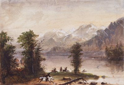 ウインドリバー山脈、1837年頃（紙に鉛筆、水彩、ガッシュ） 作： Alfred Jacob Miller