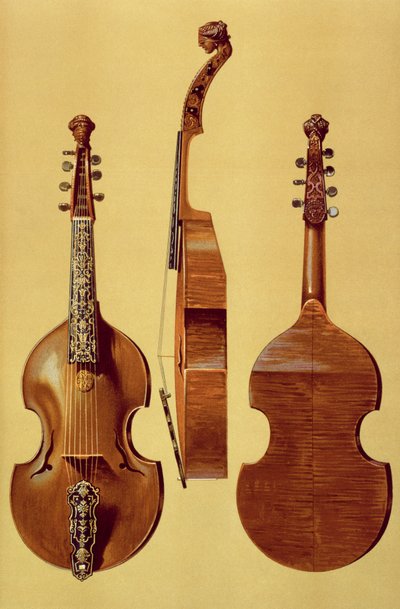 ヴィオラダモーレ、18世紀、「Musical Instruments」（色付きリソ） 作： Alfred James Hipkins