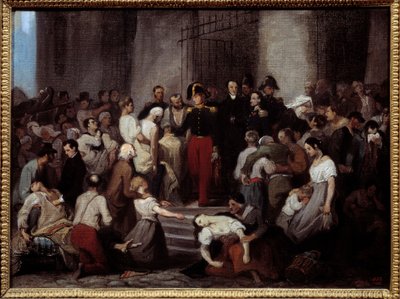 コレラの流行中にホテルデューの病人を訪ねるオルレアン公 作： Alfred Johannot