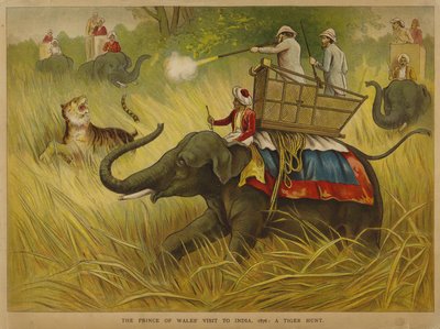 エドワード王子、インド訪問時に虎を撃つ 作： Alfred Johnson